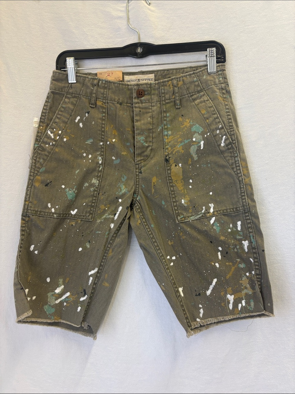 Denim & Supply Ralph Lauren Paint Splattered Utility Shorts - Picture 1 of 2
